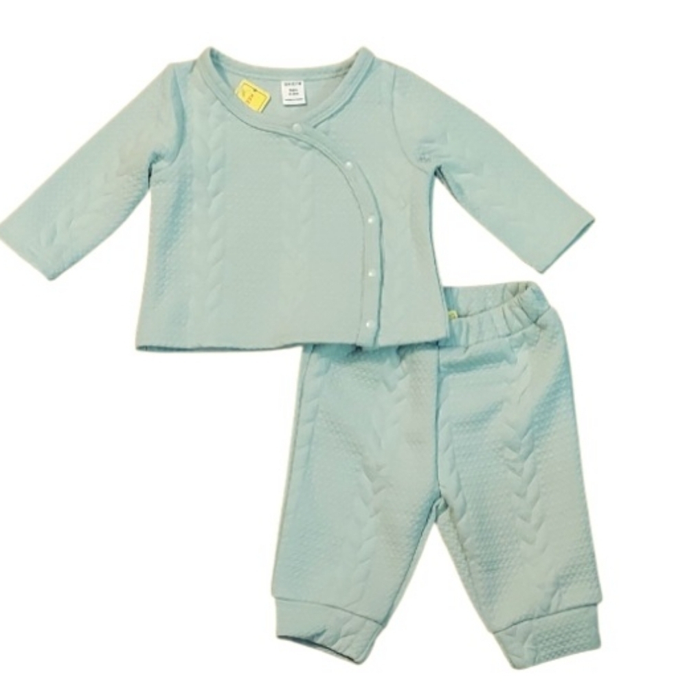 NWT Kids Shein 2 Pc Cable Knit Pajamas in Mint Green ~sz 3-6M